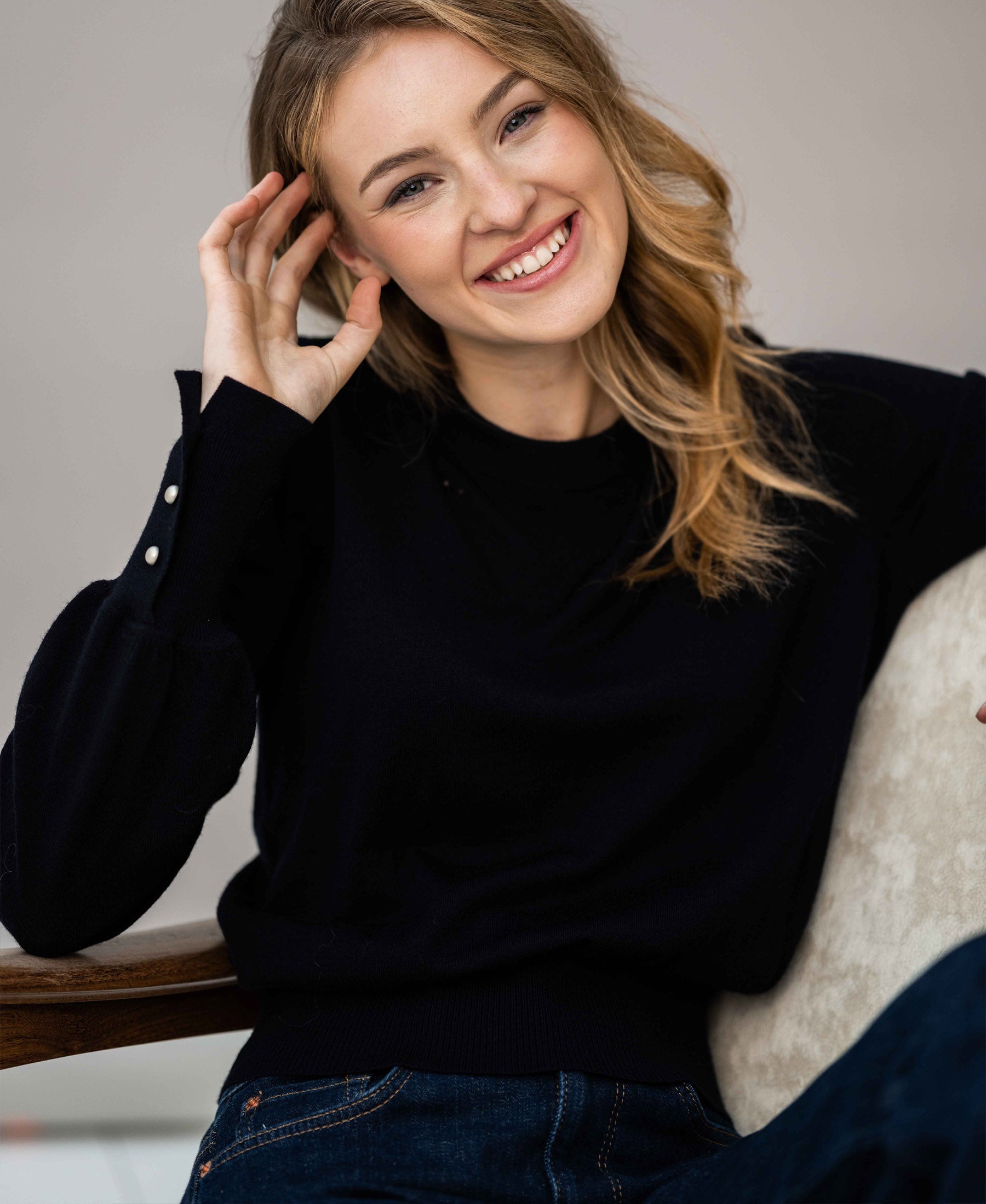 Pullover aus Merinowolle LA MARIS Dunkelblau - Silber