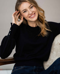 Pullover aus Merinowolle LA MARIS Dunkelblau - Silber
