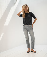 Rippen-Rollkragenpullover LA MIXY Anthrazit