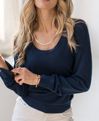 Niedriger Rundhals-Pullover LA NAOMI Navy