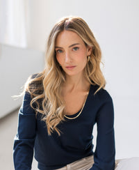Niedriger Rundhals-Pullover LA NAOMI Navy