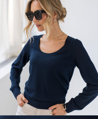 Niedriger Rundhals-Pullover LA NAOMI Navy