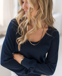 Niedriger Rundhals-Pullover LA NAOMI Navy