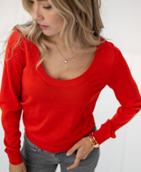 Pullover mit Rundhalsausschnitt LA NAOMI Korallrot