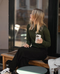LE NOYAU Merino Turtleneck, Olive Green