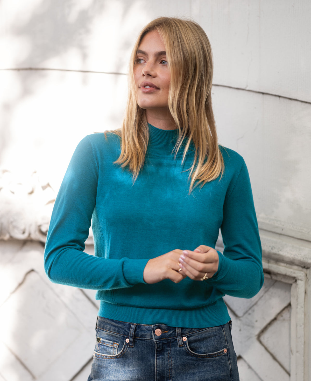 LE NOYAU Teal Merino Turtleneck