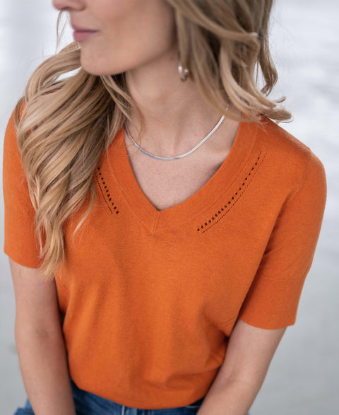 V-neck sweater LA KATE Orange
