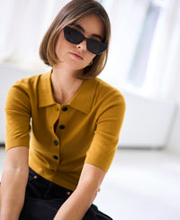Poloshirt aus Merinowolle LA PANTIN Goldgelb