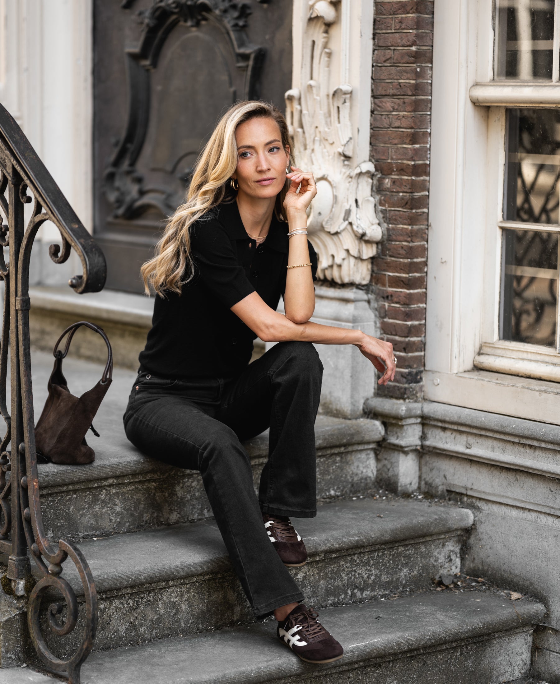 Poloshirt aus Merinowolle LA PANTIN Schwarz