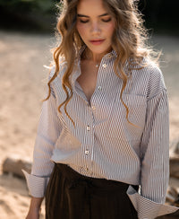 Blouse LA PASCALLE Brown striped