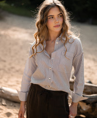 Blouse LA PASCALLE Brown striped