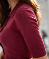 Poloshirt aus Merinowolle LA PANTIN Beeren-Mauve