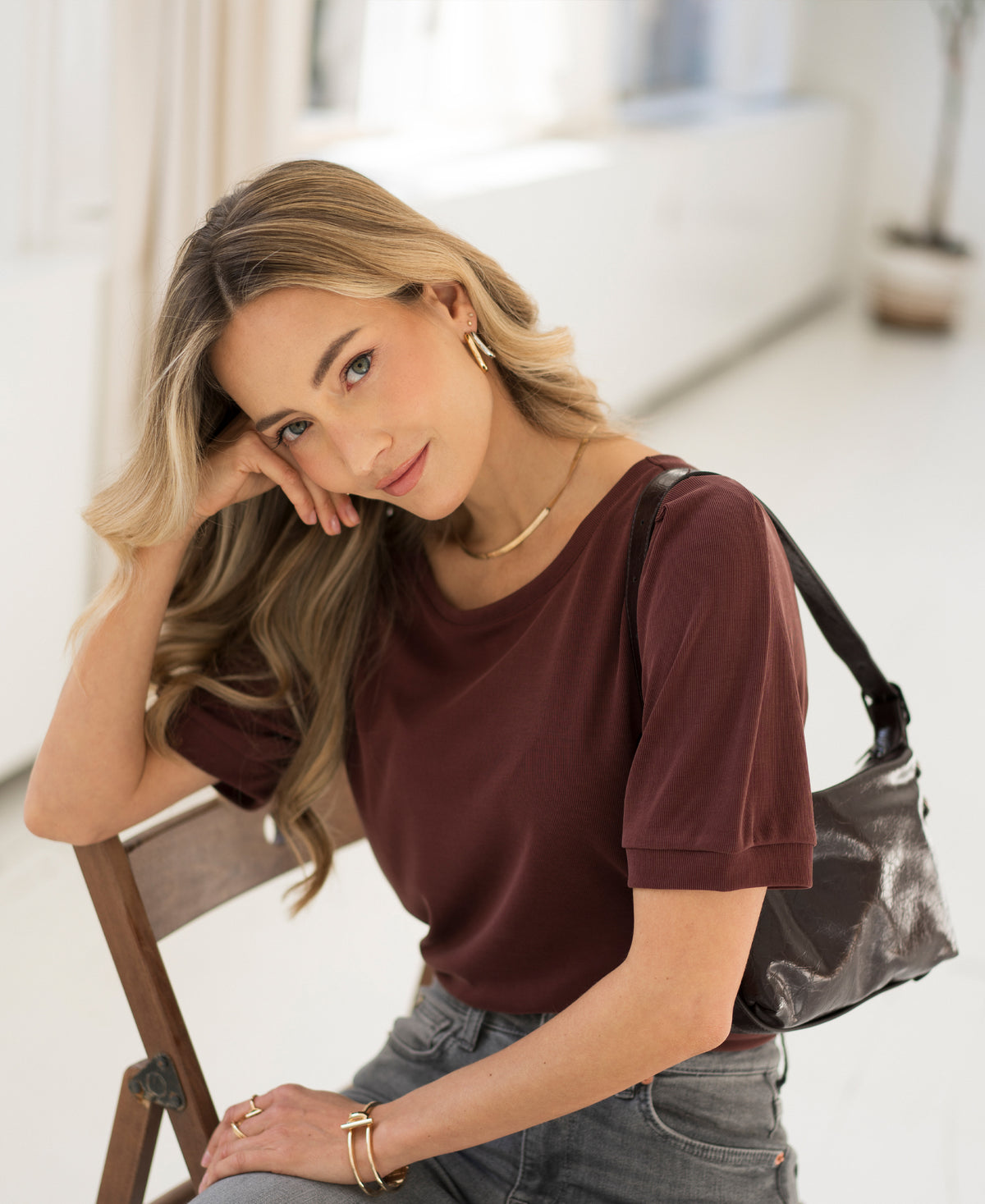 Ribbed T-shirt LA PHILA Brown
