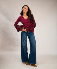 V-Neck Merino Sweater LA PHILOU Berry