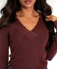 V-Neck Merino Sweater LA PHILOU Red-Brown