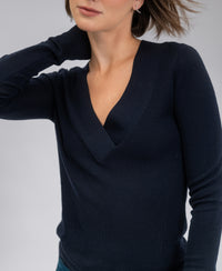V-Neck Merino Sweater LA PHILOU Dark Blue