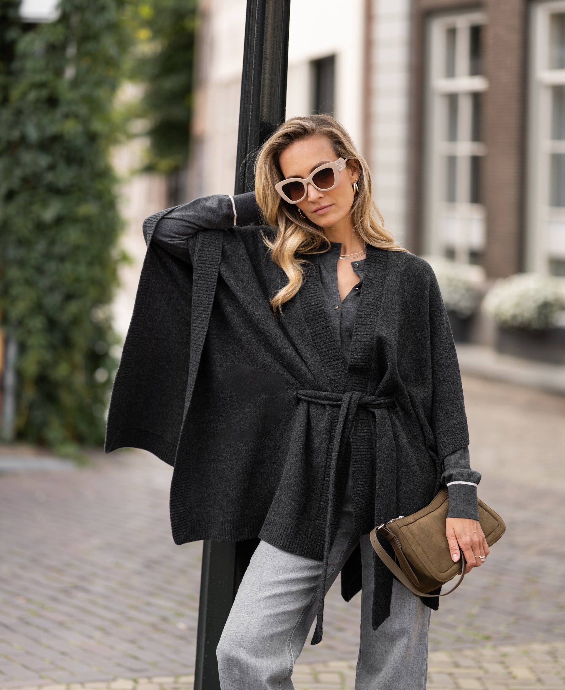 Merino wool LA PONCHO Charcoal