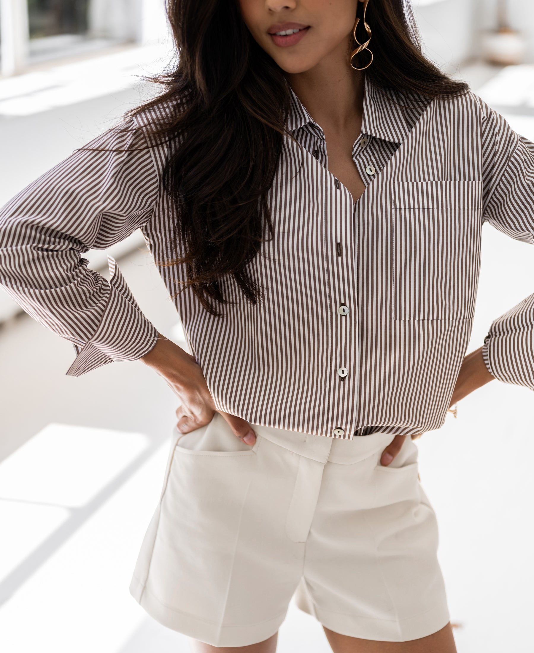Blouse LA PASCALLE Brown striped