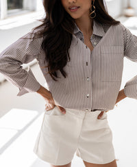Blouse LA PASCALLE Brown striped