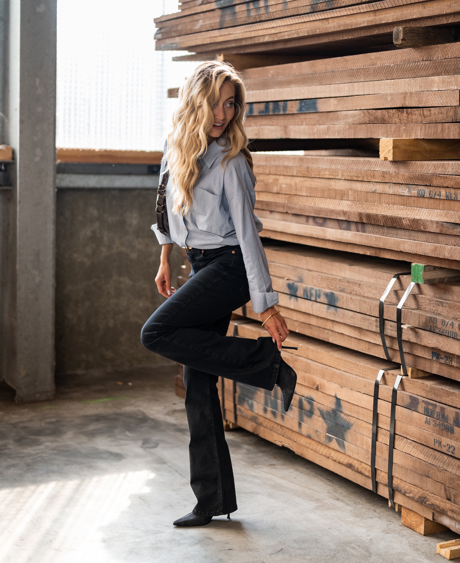 Jeans LES FLARES Schwarz Denim