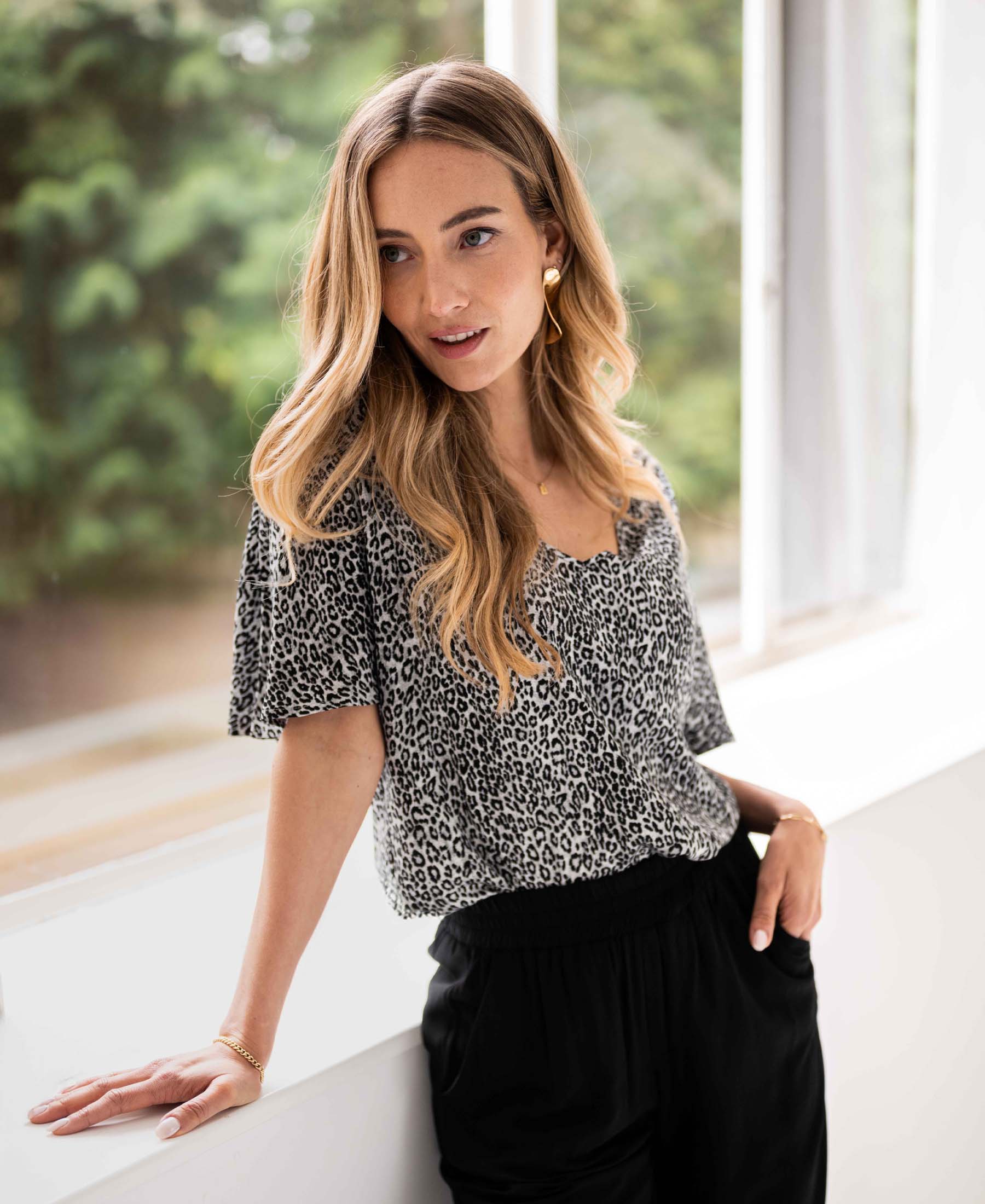 Blousetop LA NOEMIE Panterprint zilver