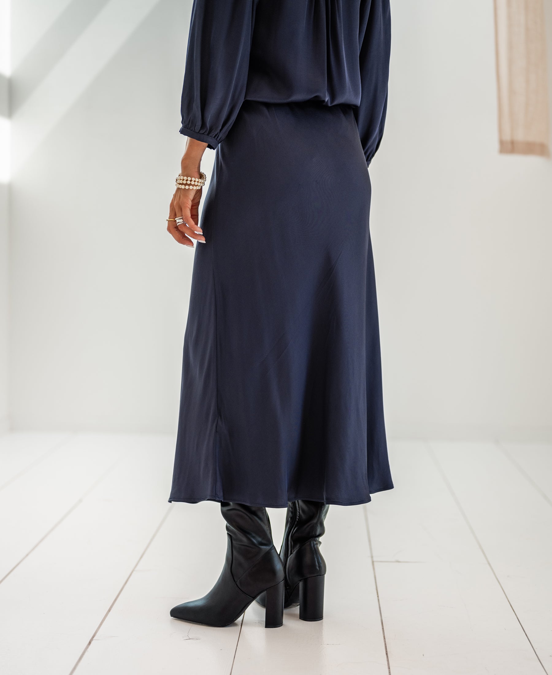 Satijnen rok LA PICASSO Donkerblauw