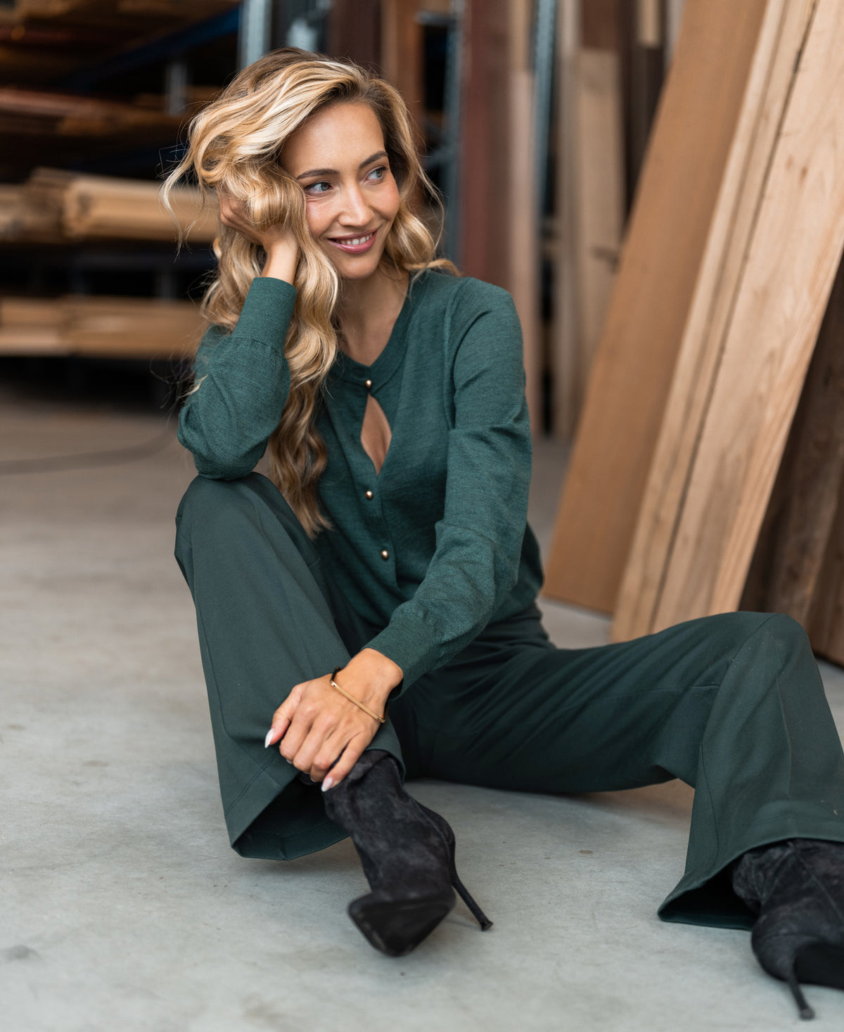 Broek met wijde pijp LA POISY Groen