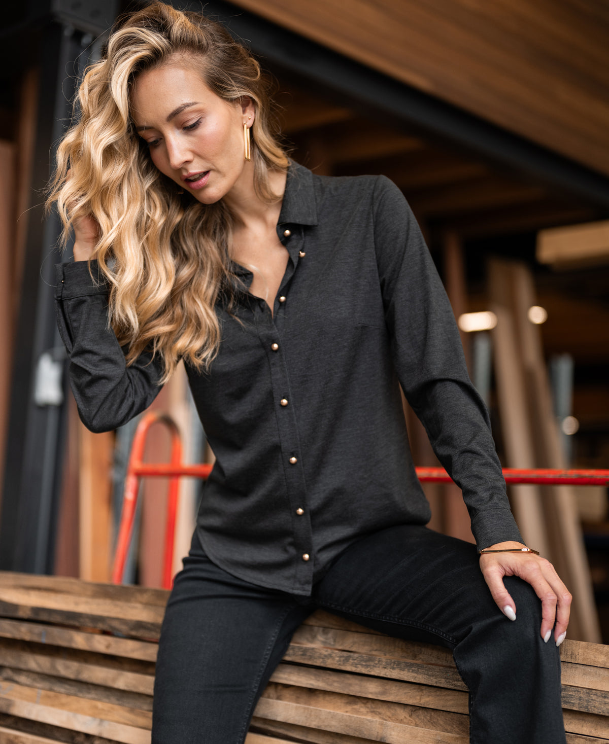 Travel jersey blouse LA CHERISE Anthracite