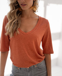 Linnen T-shirt LA DOMI Bright Terra