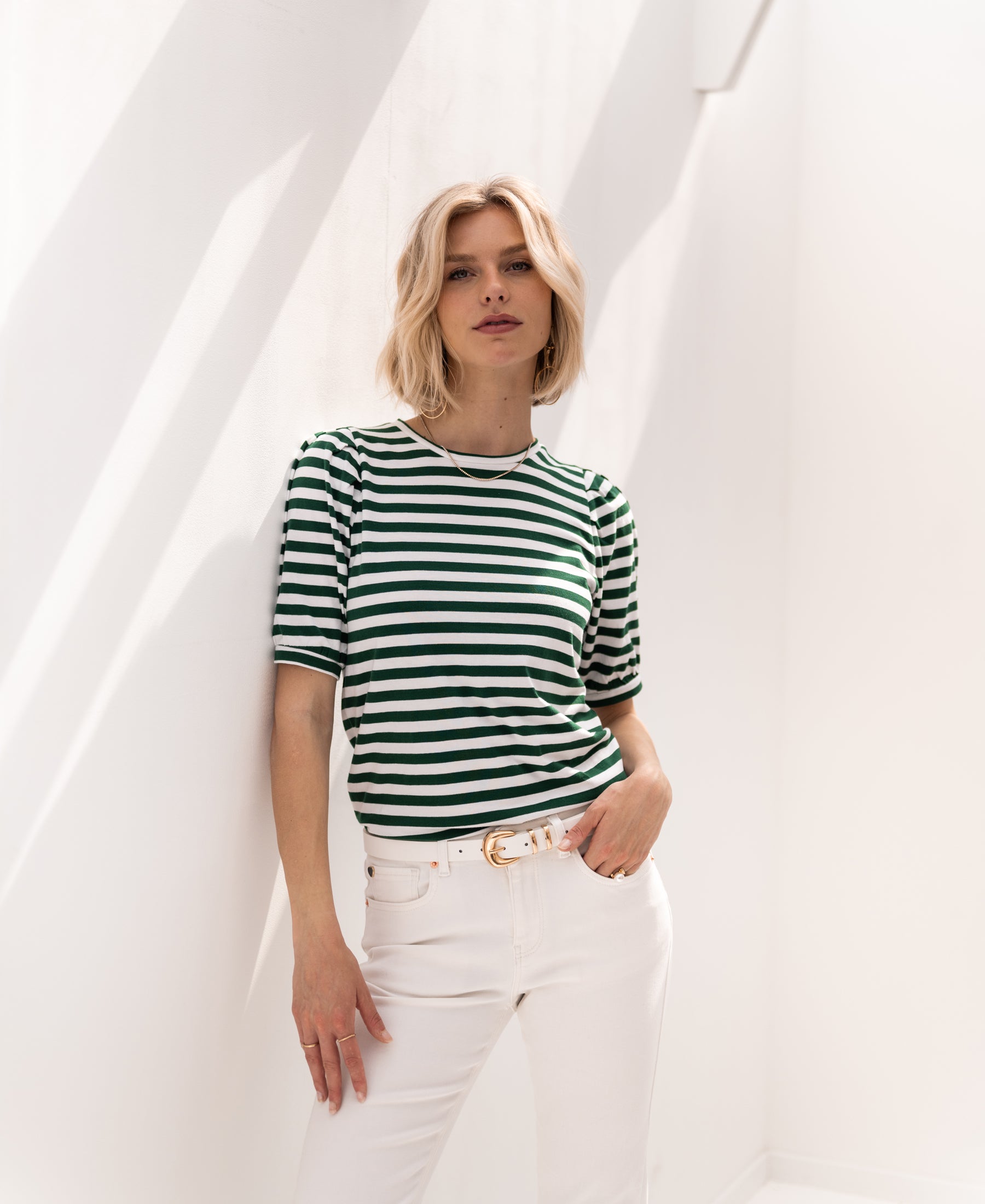 Striped shirt LA CECIL Ivory-Green