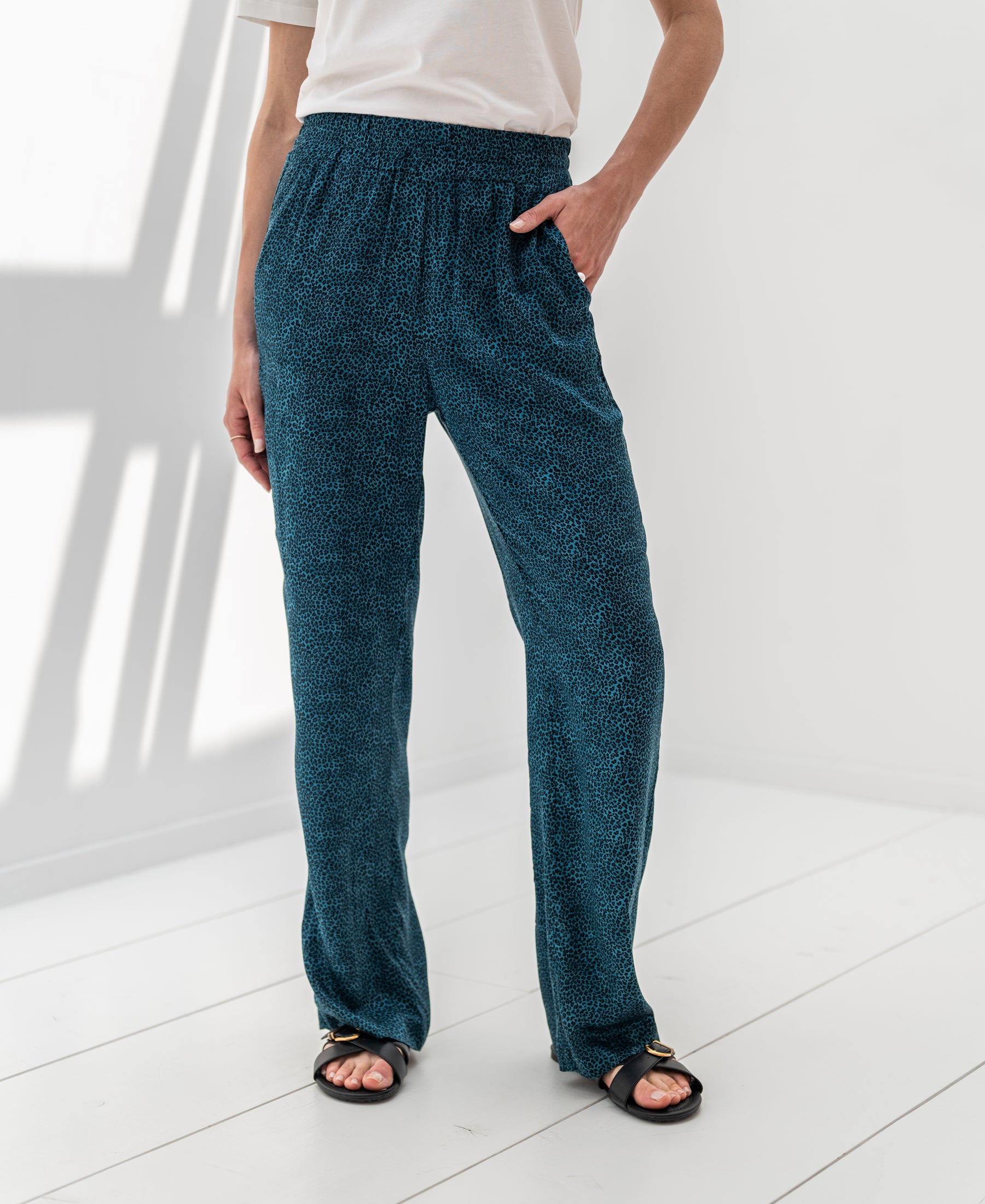 Pull-on-Hose LA MONET Petrol-Druck