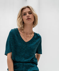 Blousetop LA NOEMIE Petrol print