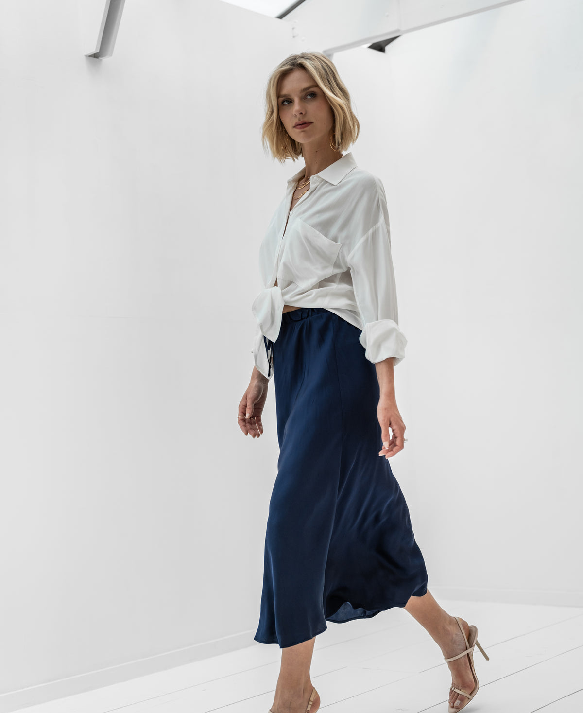 Satijnen rok LA PICASSO Donkerblauw