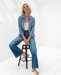 Bluse LA PASCALLE Blau gestreift