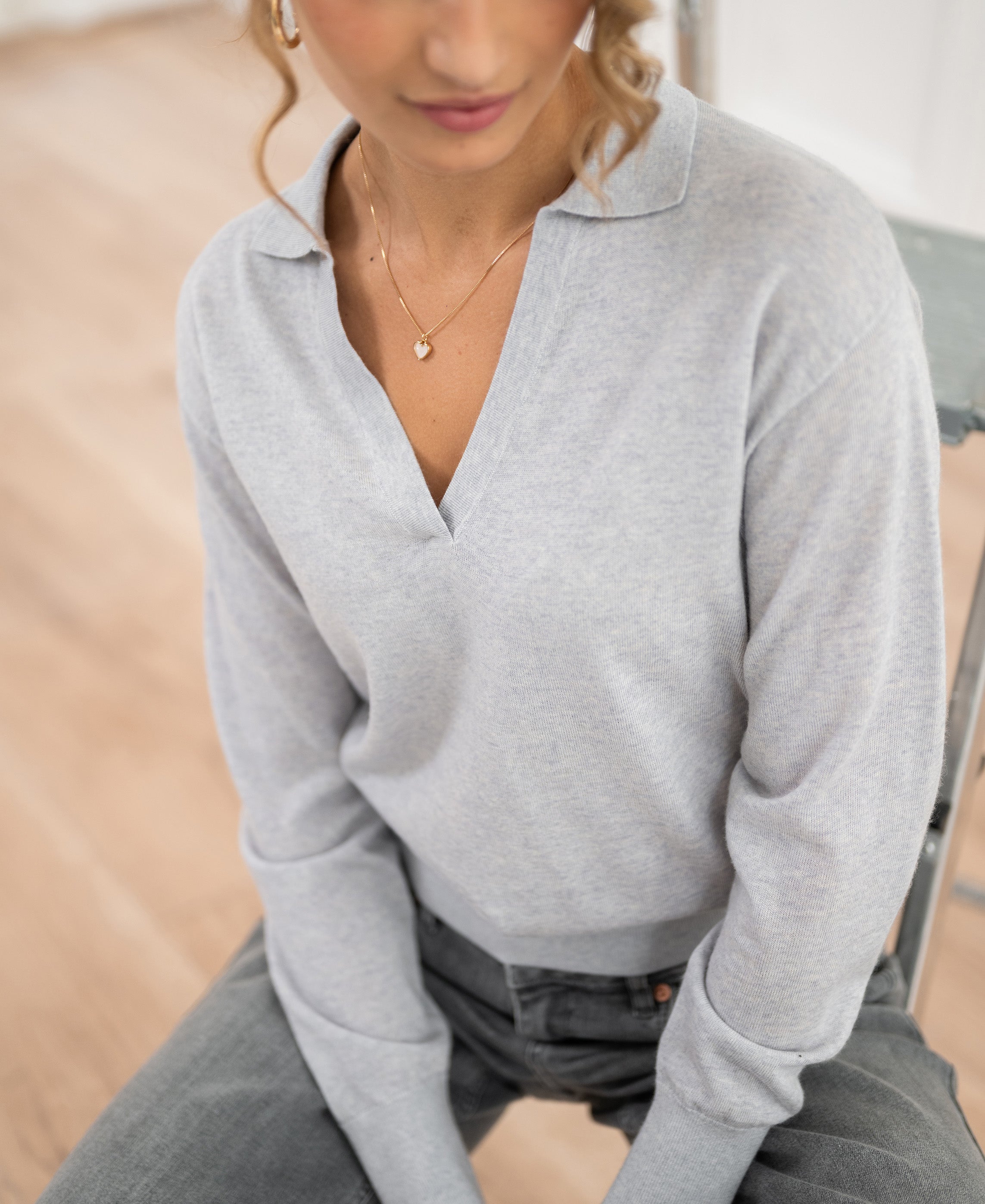 Merino polo LE RALPH Lichtgrijs
