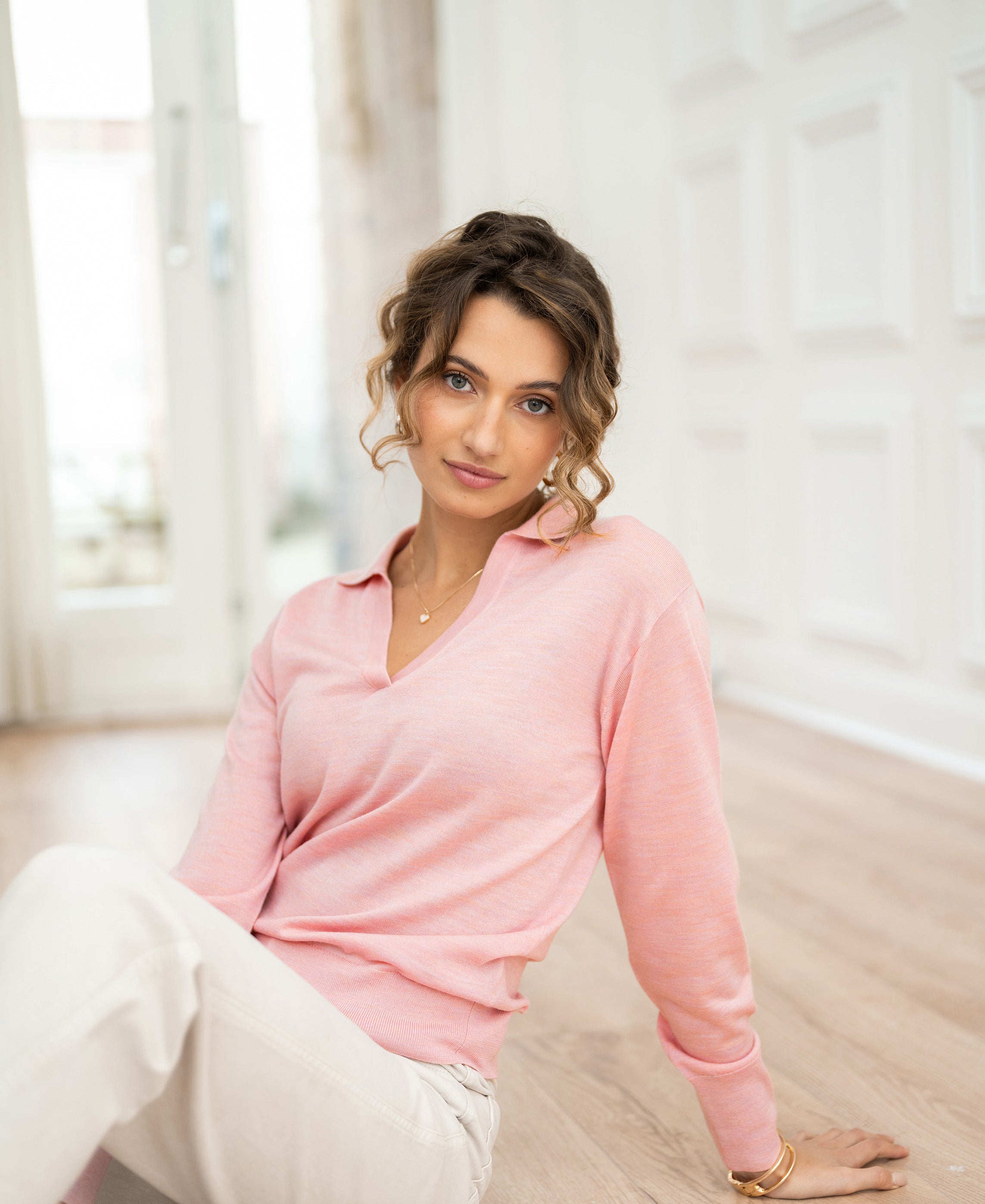 Merino-Poloshirt LE RALPH Rose