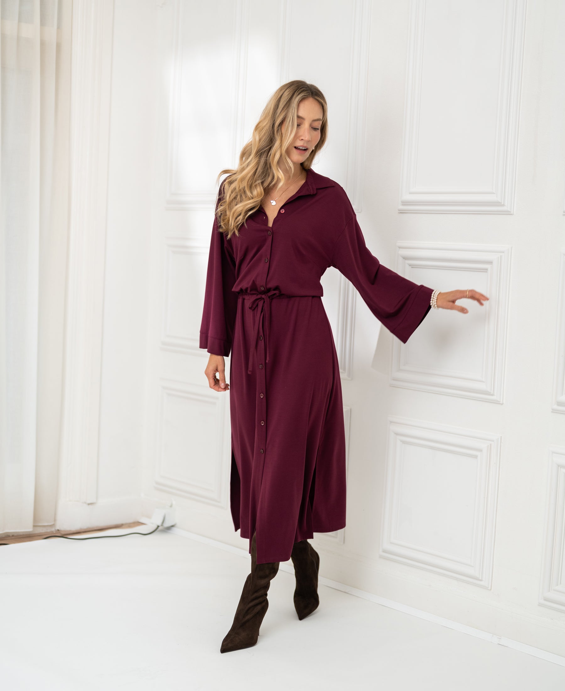 Doorknoop jurk LE RAPHAEL Bordeaux