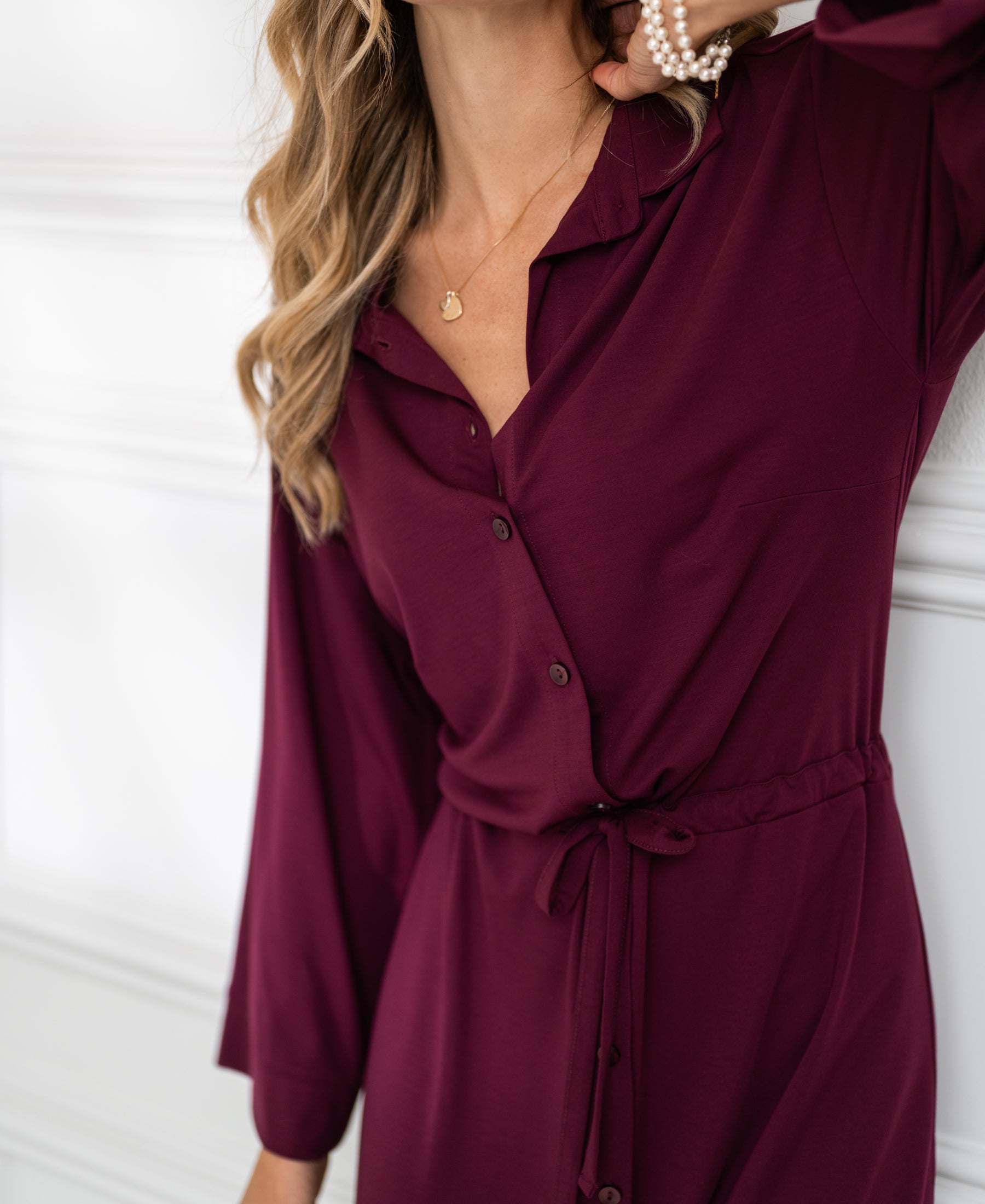 Doorknoop jurk LE RAPHAEL Bordeaux