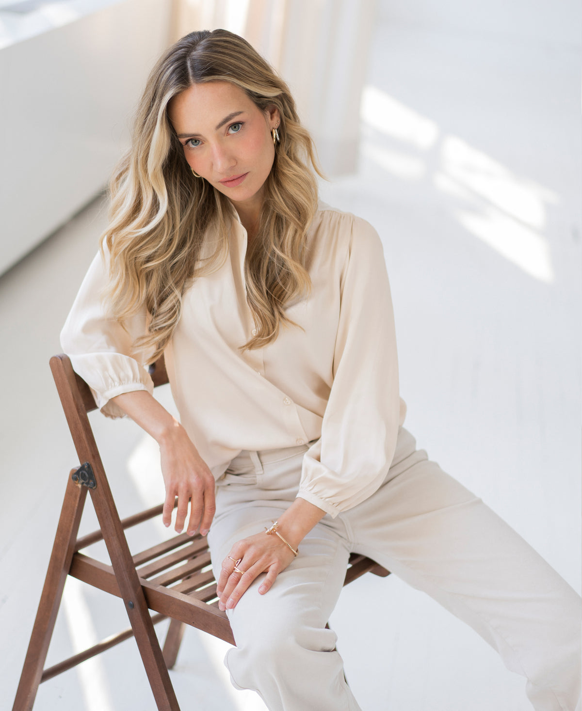 Satin blouse LA RAVA Vanilla