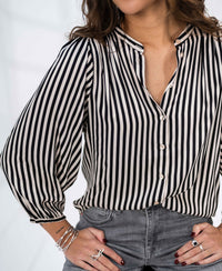 Striped blouse LA RAVA Ivory-Black