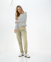Stretch Chinobroek LA RENEE Lichtgroen