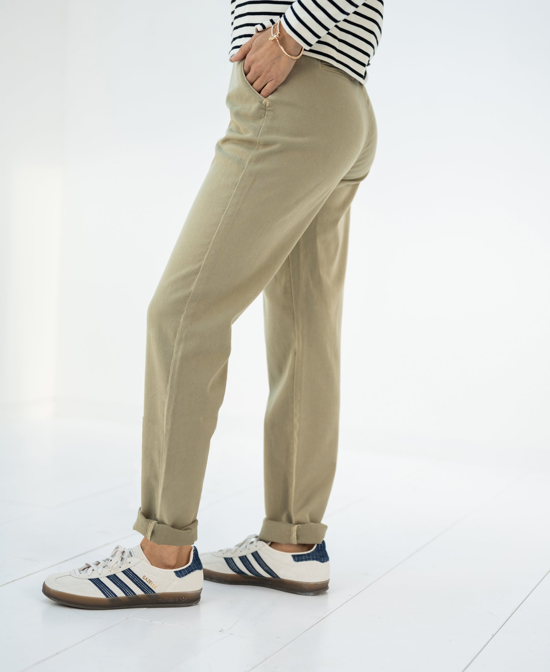 Stretch Chinobroek LA RENEE Lichtgroen
