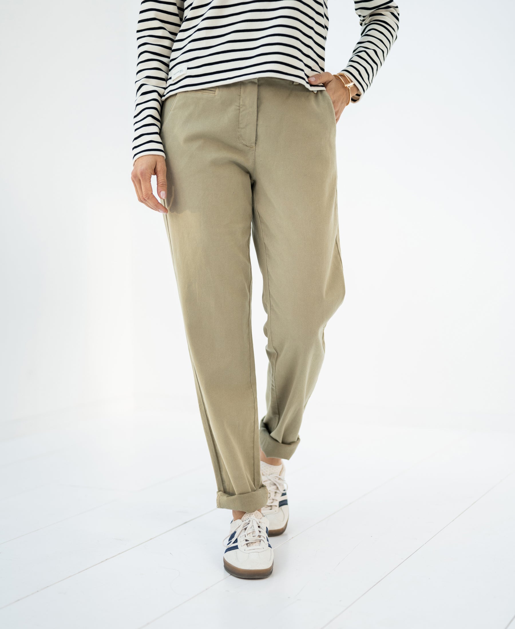 Stretch Chinobroek LA RENEE Lichtgroen