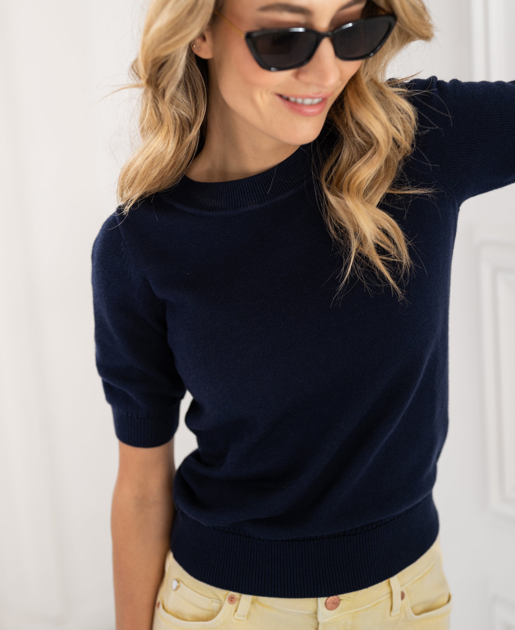 Navy blue LA REVE sweater by PLEIN PUBLIQUE.