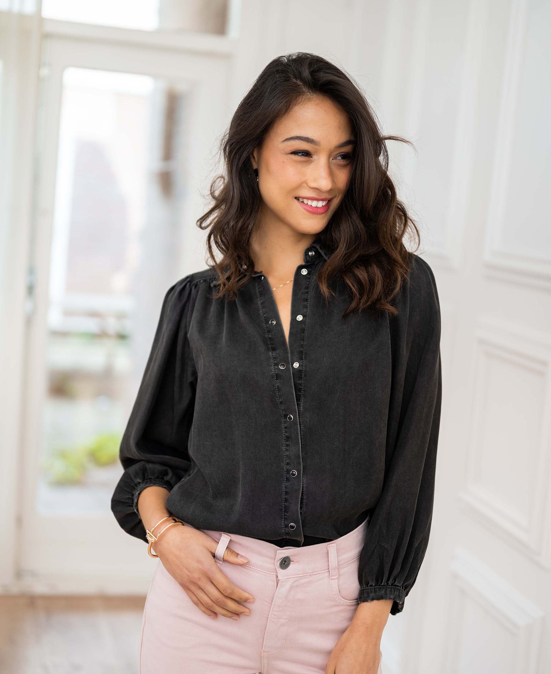 Tencel jeansblouse LA RIVA Charcoal