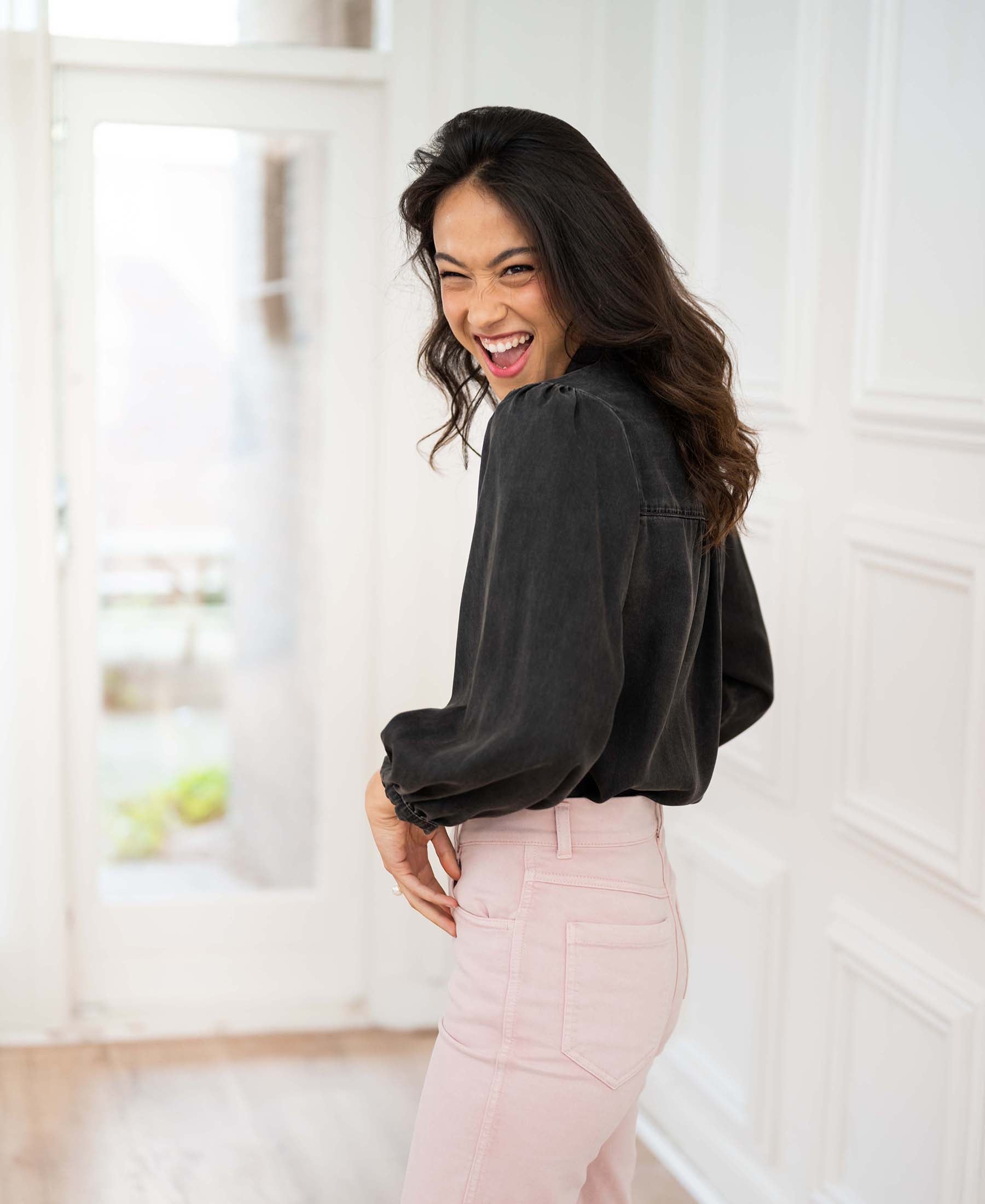 Tencel jeansblouse LA RIVA Charcoal