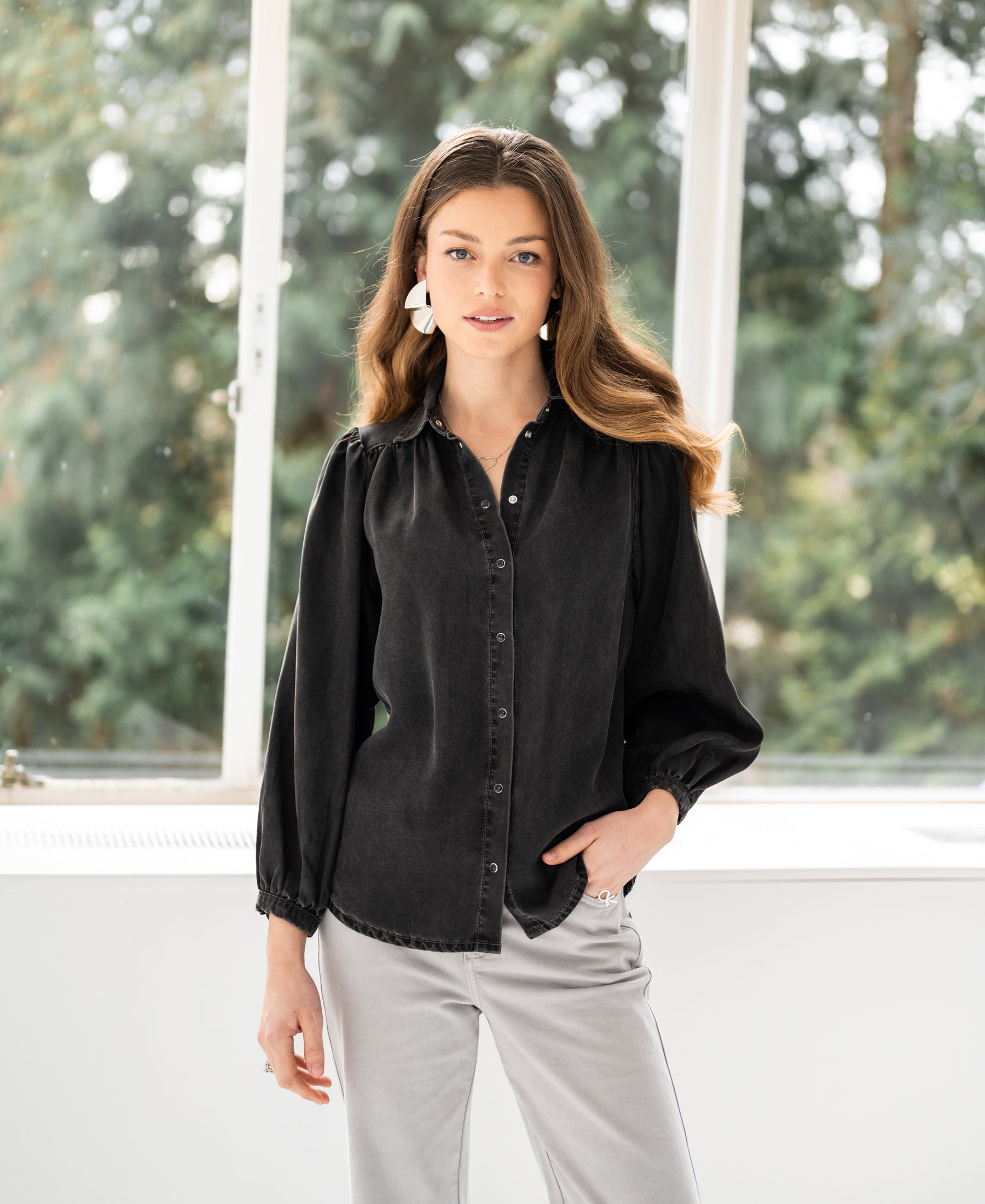 Tencel jeansblouse LA RIVA Charcoal