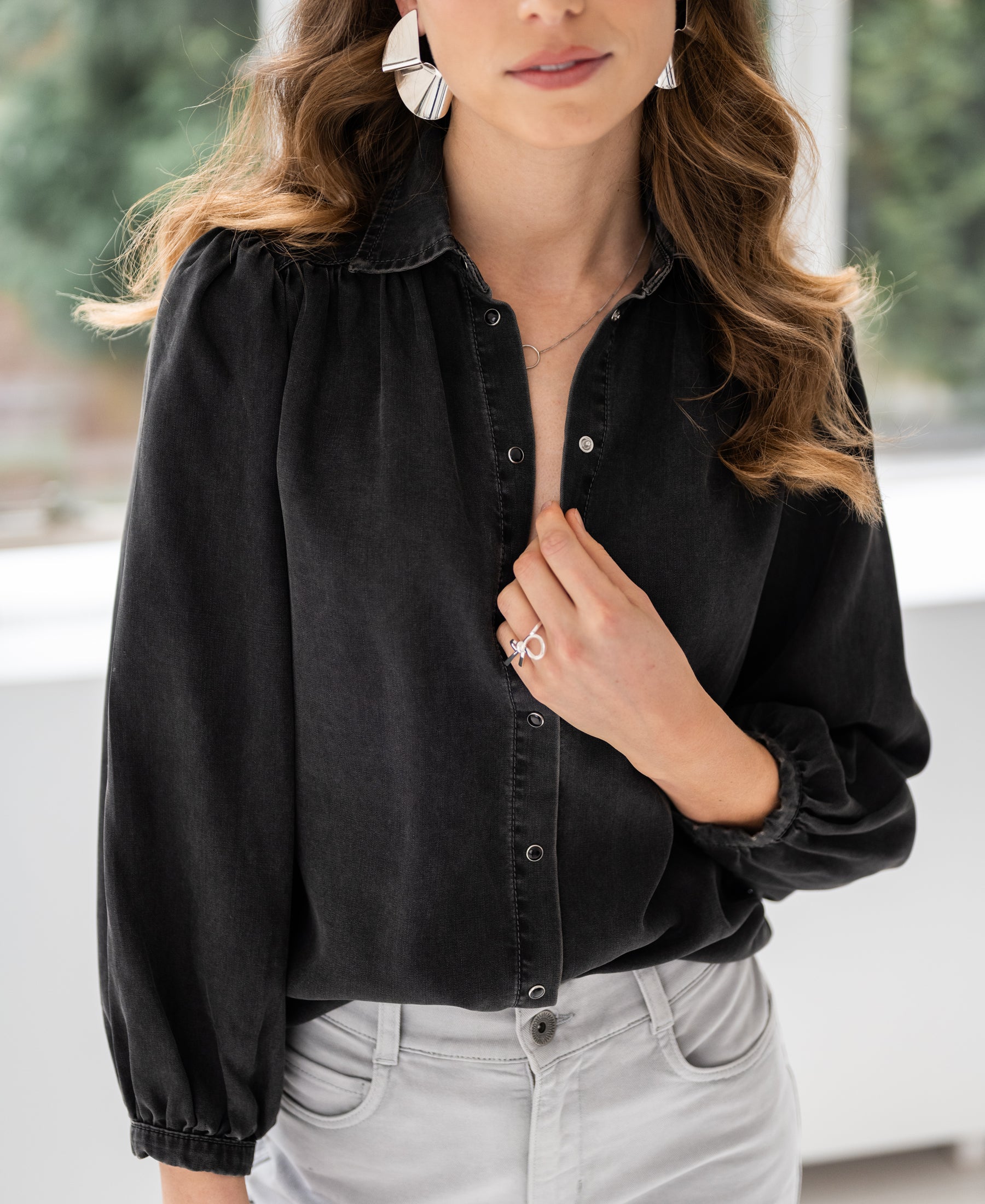 Tencel jeansblouse LA RIVA Charcoal