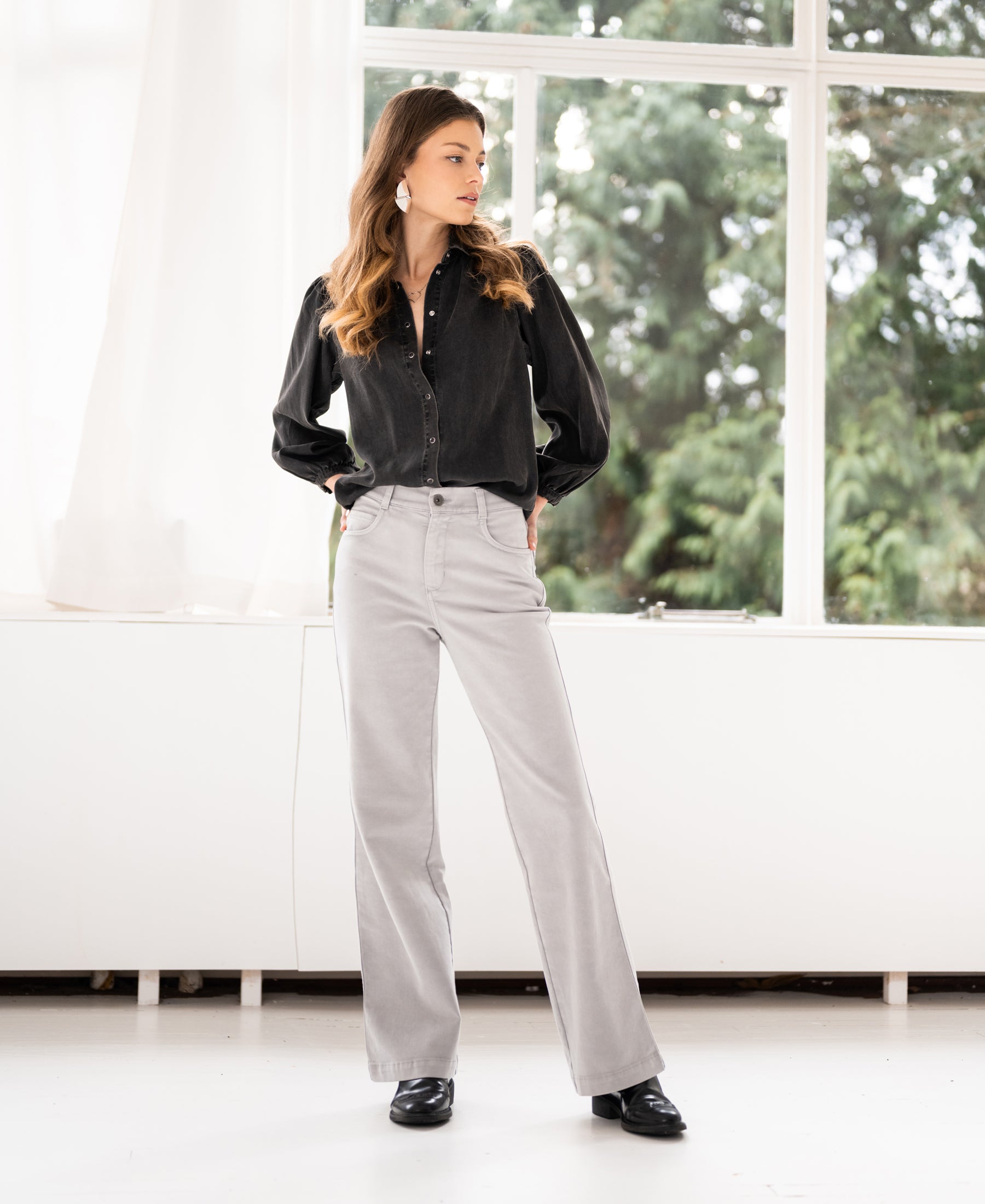 Tencel jeansblouse LA RIVA Charcoal