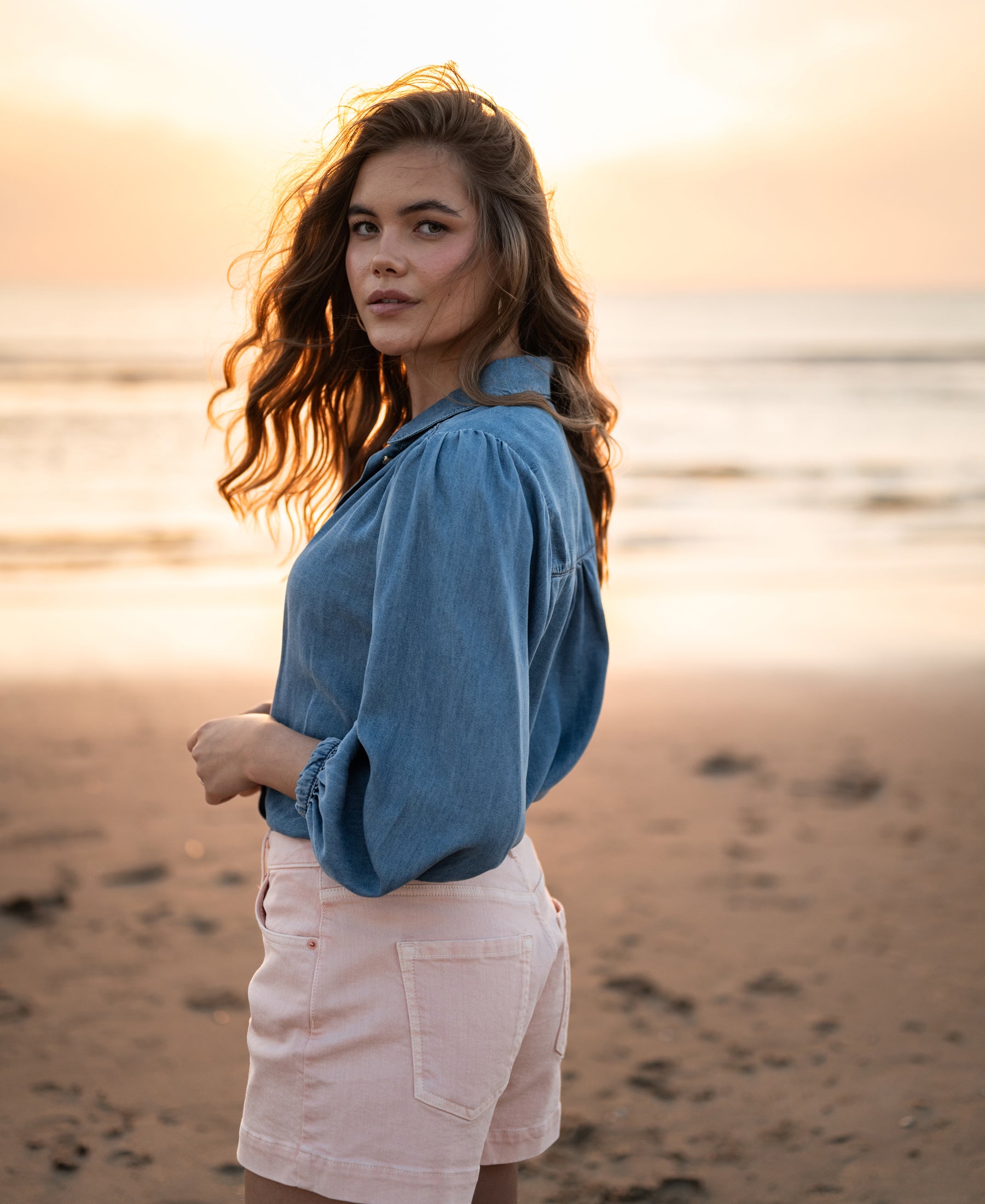 Tencel jeansblouse LA RIVA Stonewash